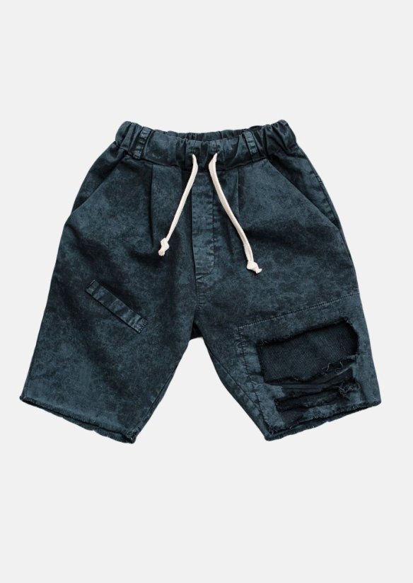 ACID POCKET SHORTS graphite / Šortky s dierami a vreckom - Veľkosť Booso: 6/7 rokov