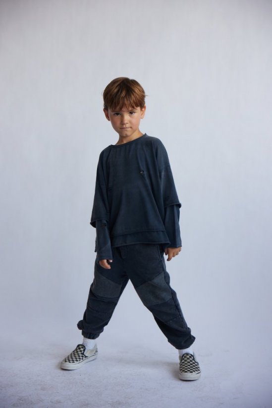 VINTAGE BLACK PANEL PANTS / Detské nohavice - Veľkosť: 146/152