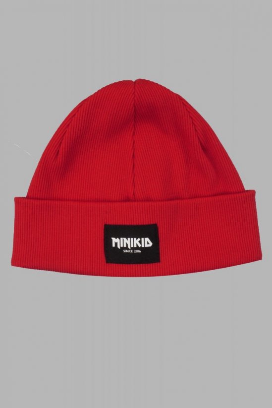 RED COTTON HAT / Červená vrúbkovaná čiapka