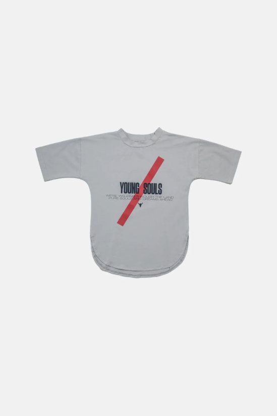LONG TEE gray/ red stripe / Detské tričko