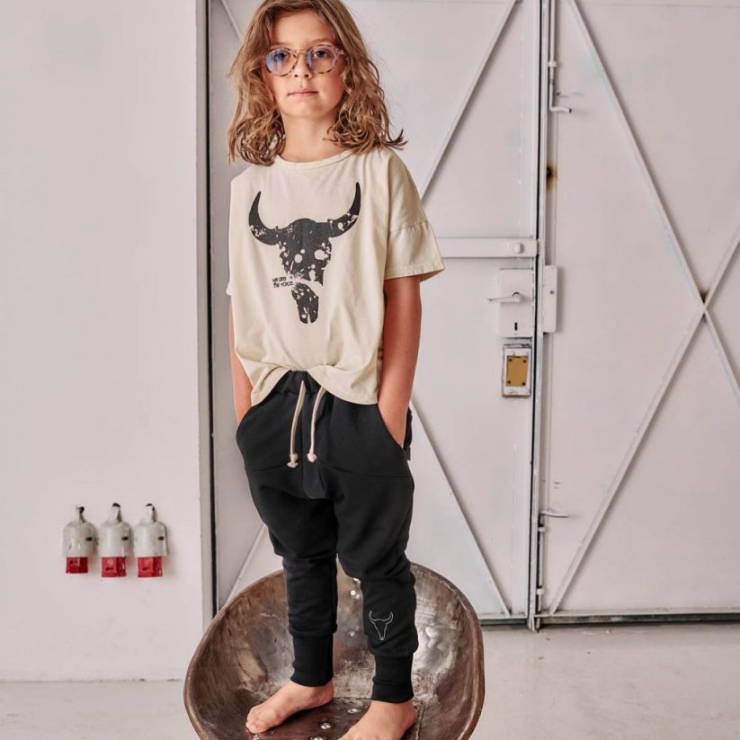 WIDE BISON TEE / Široké tričko Bison Ecru - Veľkosť Booso: 4/5 rokov