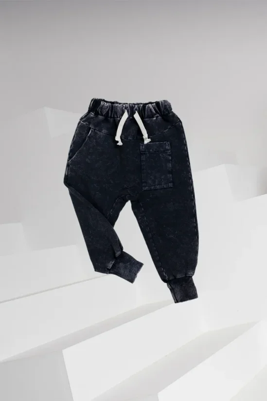 POCKET PANTS acid black / Detské nohavice s vreckom