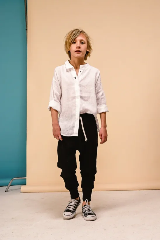 Ľanová košeľa LINEN SHIRT ecru - Veľkosť Booso: 6/7 rokov