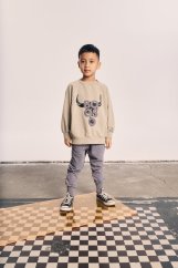 STRIPE BLUE PANTS gray/blue / Detské nohavice s lampasom