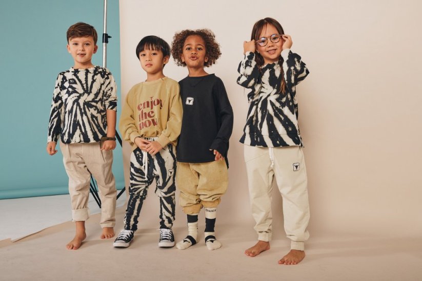 STRIPED ACID PANTS black tie dye „zebra” / Detské nohavice