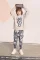 STRIPED SPLASH PANTS dark blue/gray/ Detské nohavice