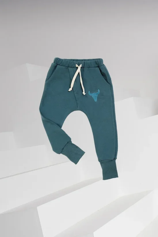 WARM PANTS green / Detské teplé nohavice - Veľkosť Booso: 8/9 rokov