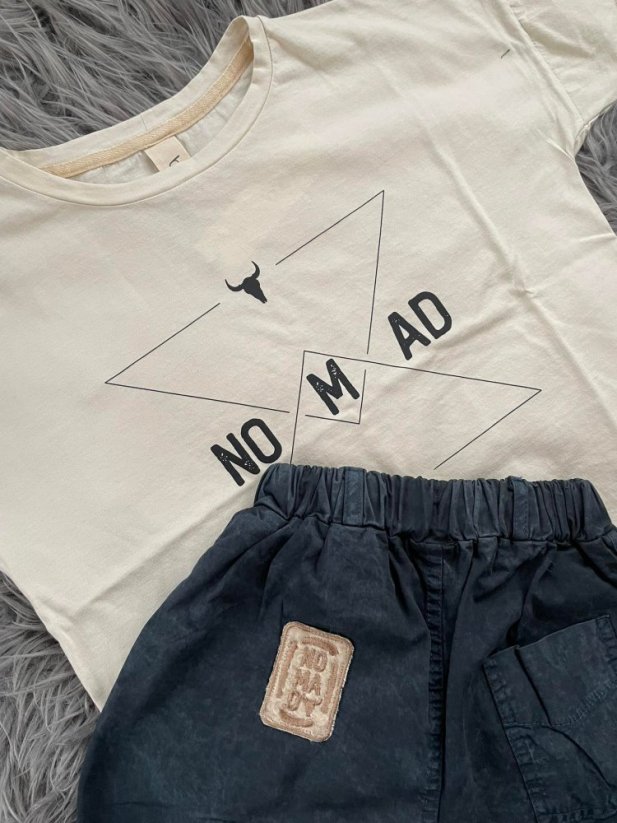 WIDE NOMAD TEE ecru - Veľkosť Booso: 6/7 rokov