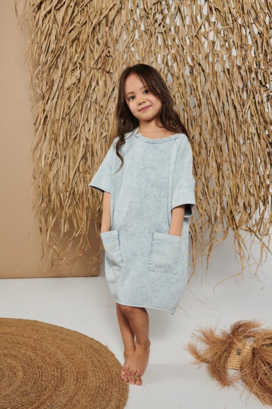 POCKET DRESS ACID light blue / Dievčenské šaty - Veľkosť Booso: 2/3 roky