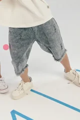 JEANS ACID SHORTS graphite/ Detské šortky
