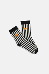 Ponožky SOCKS BLACK STRIPED black/ecru/orange