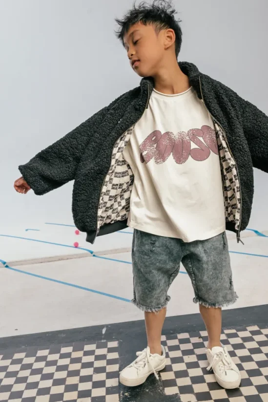 JEANS ACID SHORTS graphite/ Detské šortky