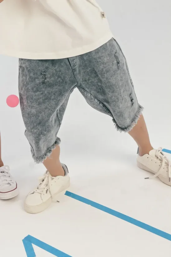 JEANS ACID SHORTS graphite/ Detské šortky