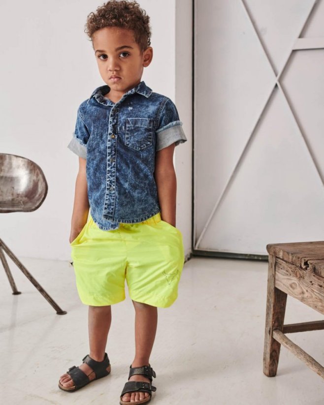 JEANS SHIRT blue / Džínsová košeľa  s krátkym rukávom - Veľkosť Booso: 6/7 rokov