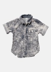 JEANS SHIRT gray / Džínsová košeľa s krátkym rukávom