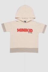 BEIGE H- T-SHIRT / Tričko s kapucňou a krátkym rukávom