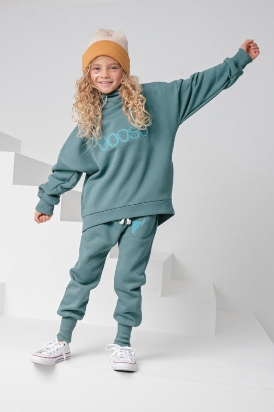 WARM PANTS green / Detské teplé nohavice - Veľkosť Booso: 8/9 rokov