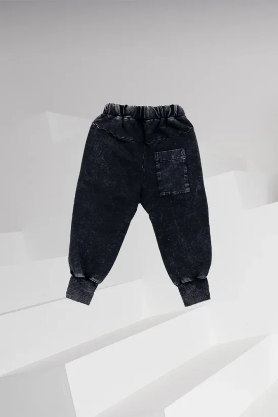 POCKET PANTS acid black / Detské nohavice s vreckom
