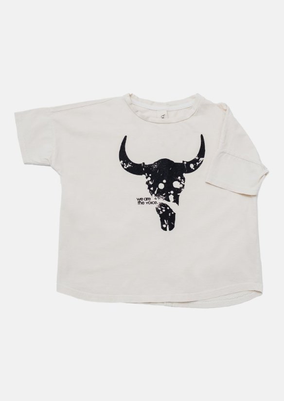 WIDE BISON TEE / Široké tričko Bison Ecru - Veľkosť Booso: 4/5 rokov