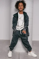 POCKET PANTS acid black / Detské nohavice s vreckom