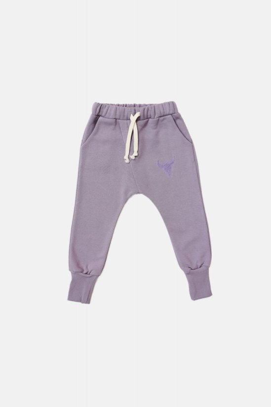 WARM PANTS lilac / Detské teplé nohavice - Veľkosť Booso: 8/9 rokov