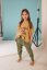 NOHAVICE STRIPED ACID PANTS khaki vintage