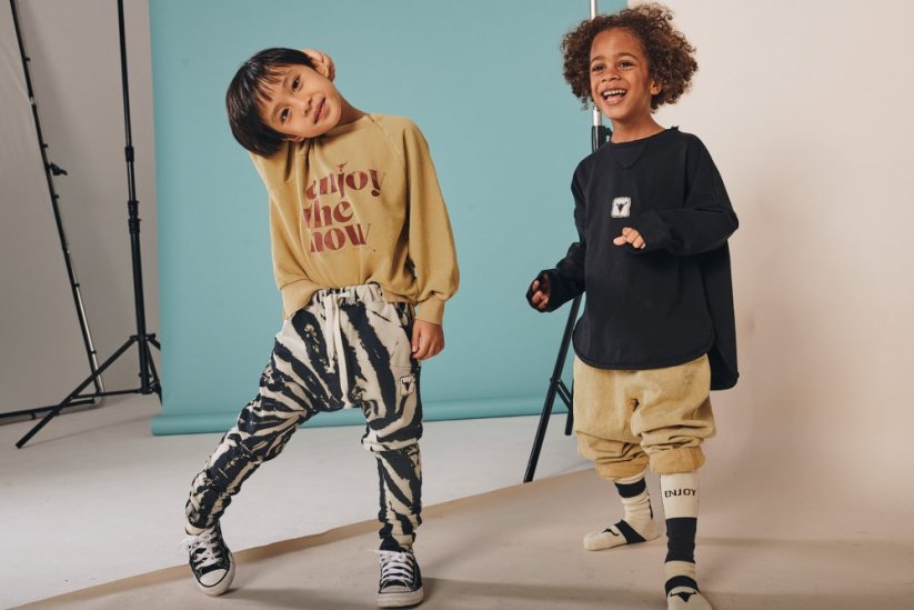 STRIPED ACID PANTS black tie dye „zebra” / Detské nohavice