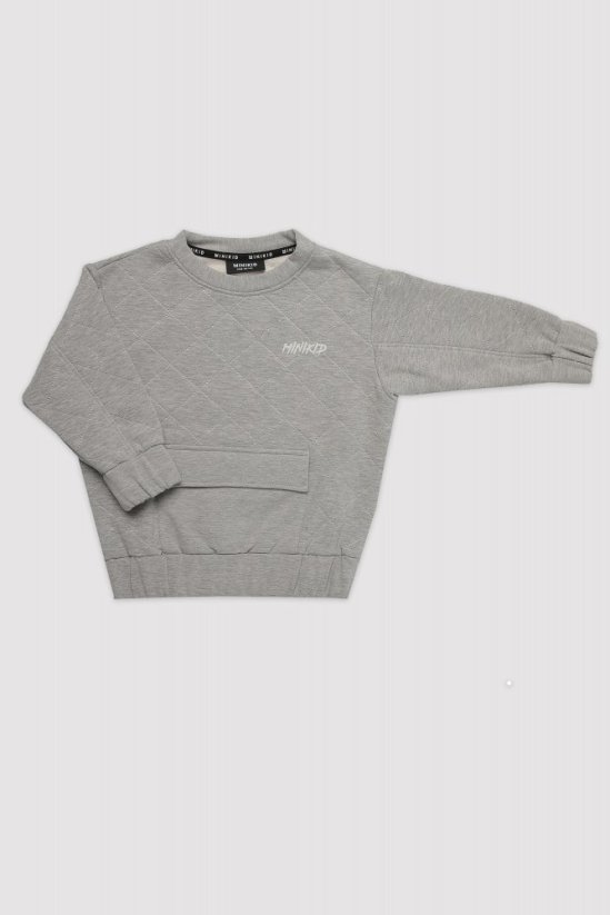 QUILTED GREY MINIKID SWEATSHIRT / Prešívaná mikina - Veľkosť: 98/104