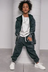 POCKET PANTS acid black / Detské nohavice s vreckom