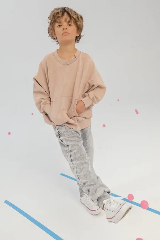STRIPED GRAY PANTS light gray/ Detské nohavice - Veľkosť Booso: 6/7 rokov
