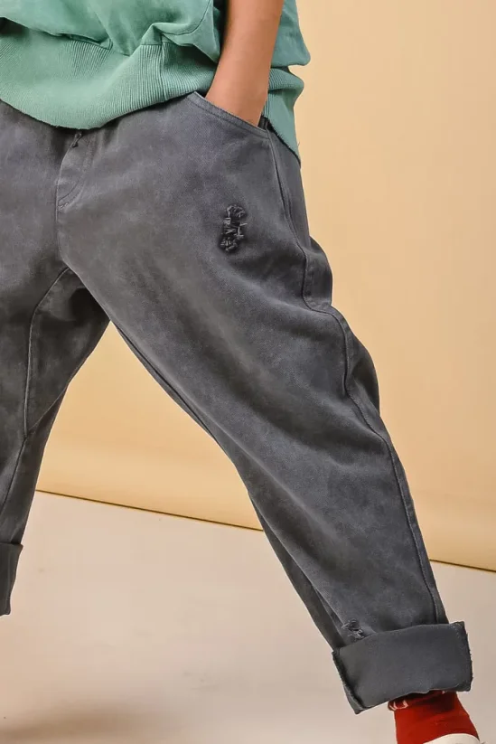 JEANS PANTS deep blue/ Džínsové nohavice s dierami - Veľkosť Booso: 6/7 rokov