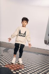 IVORY VINTAGE SWEATSHIRT ivory/ black CAT / Detská mikina