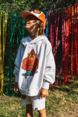 Mikina Oversized White Single Monkey