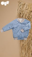 DOUBLE BOMBER STRIPED blue&ecru / Detská bomber bunda obojstranná