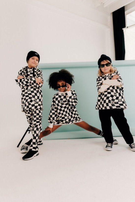 Mikina B&W CHECKERED HOODIE