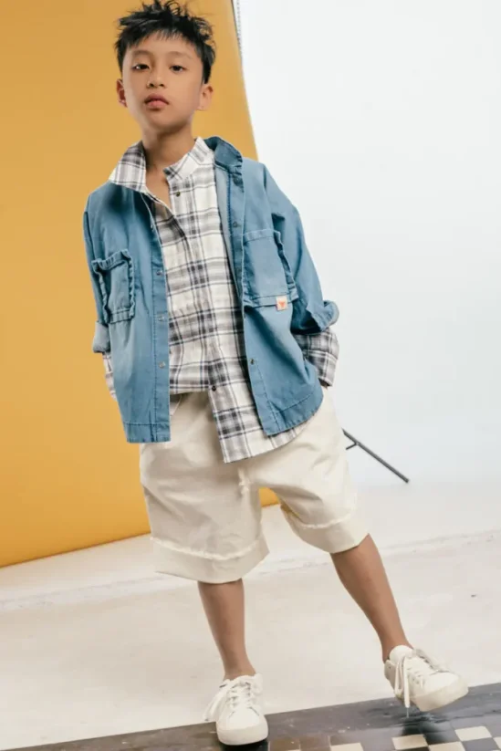 DENIM OVERSHIRT blue / Detská košeľa - Veľkosť Booso: 8/9 rokov