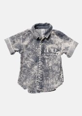 JEANS SHIRT gray / Džínsová košeľa s krátkym rukávom