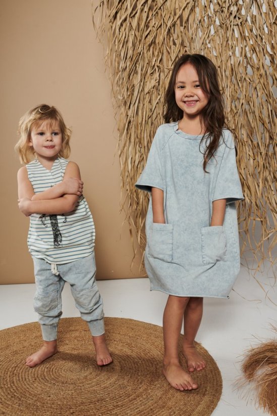 POCKET DRESS ACID light blue / Dievčenské šaty - Veľkosť Booso: 2/3 roky