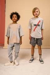 LONG TEE gray/ red stripe / Detské tričko