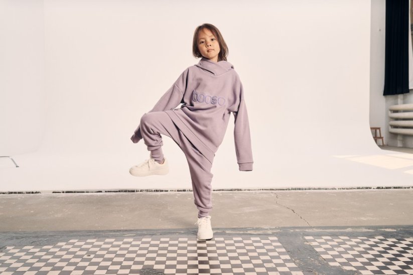 WARM HOODIE lila / Detské teplá mikina