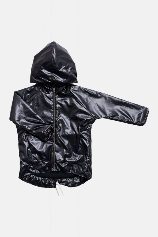 BLACK COAT / Detská predlžená bunda čierna - Veľkosť Booso: 10/11 rokov