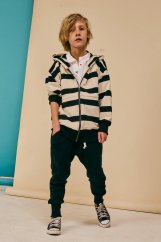 Mikina ZIP STRIPED HOODIE ecru/black