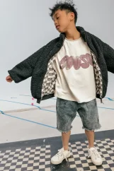 JEANS ACID SHORTS graphite/ Detské šortky