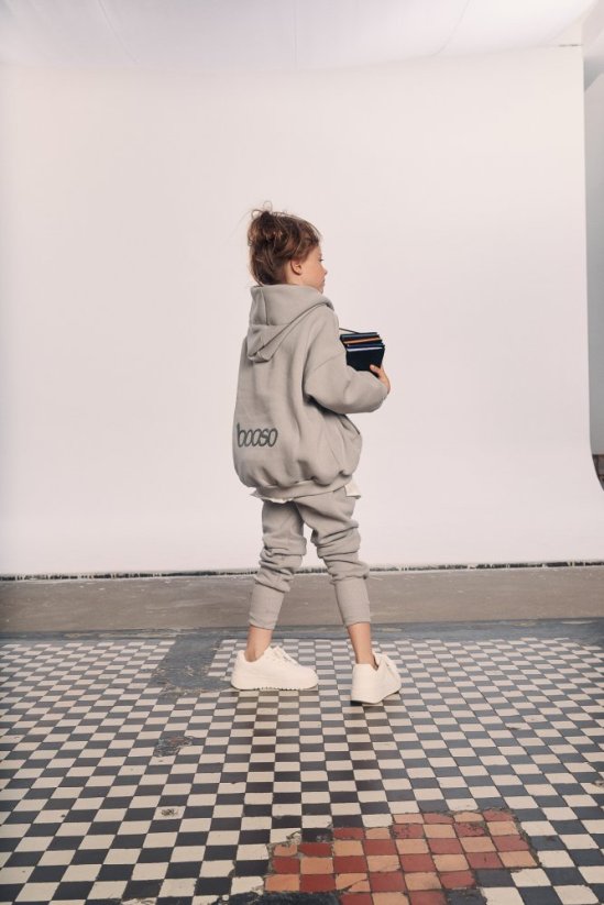WARM ZIP HOODIE gray / Detská teplá mikina na zips - Veľkosť Booso: 6/7 rokov
