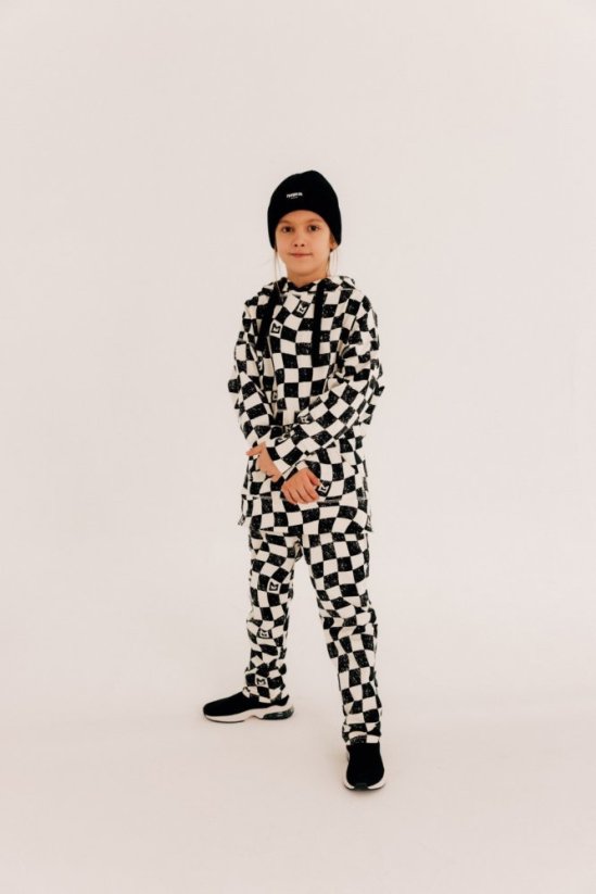 Mikina B&W CHECKERED HOODIE