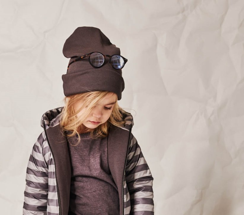 RIBBING BEANIE AUBERGINE - Veľkosť Booso: 2/3 roky