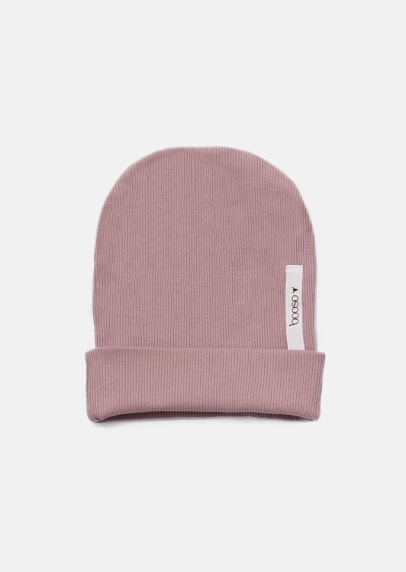RIBBING BEANIE DUSTY PINK - Veľkosť Booso: 8/9 rokov