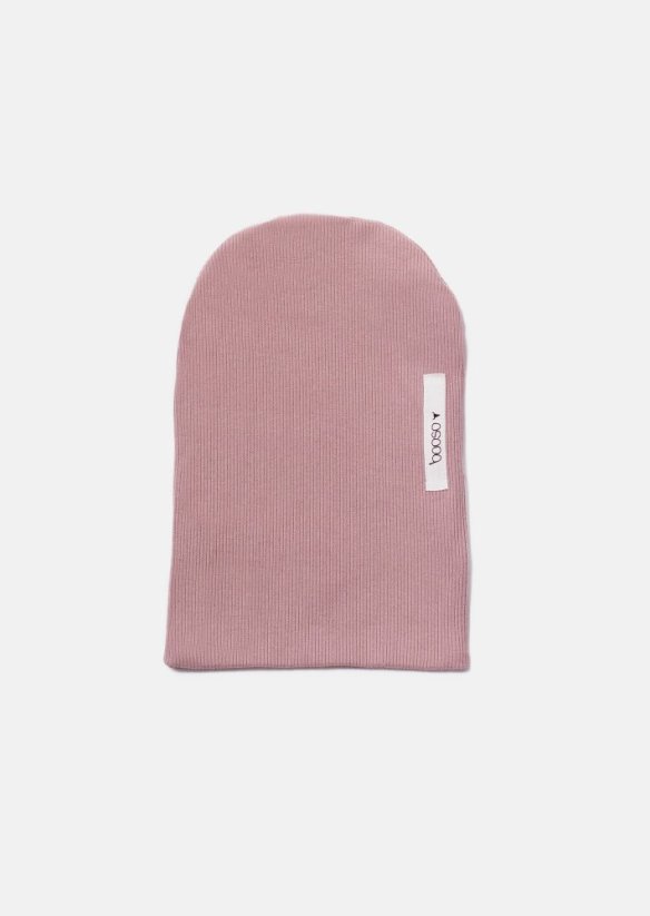 RIBBING BEANIE DUSTY PINK - Veľkosť Booso: 8/9 rokov