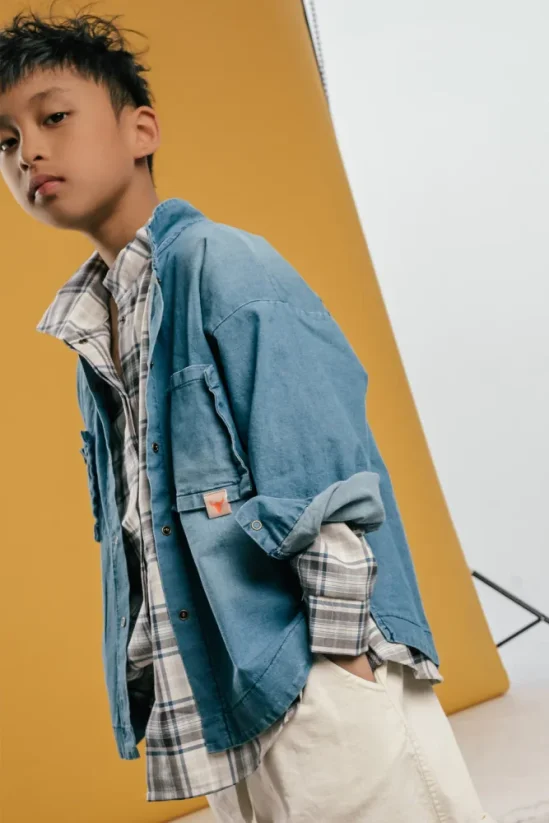 DENIM OVERSHIRT blue / Detská košeľa - Veľkosť Booso: 8/9 rokov