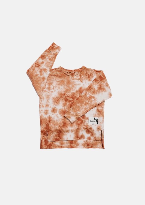 TERRA TIEDYE SWEATSHIRT / Batikovaná mikina terakota - Veľkosť Booso: 10/11 rokov